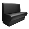 Black leather two-seater bench.