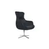 Black leather swivel chair on stand.