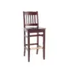 Here's an alt tag for the image: Dark brown wooden bar stool.