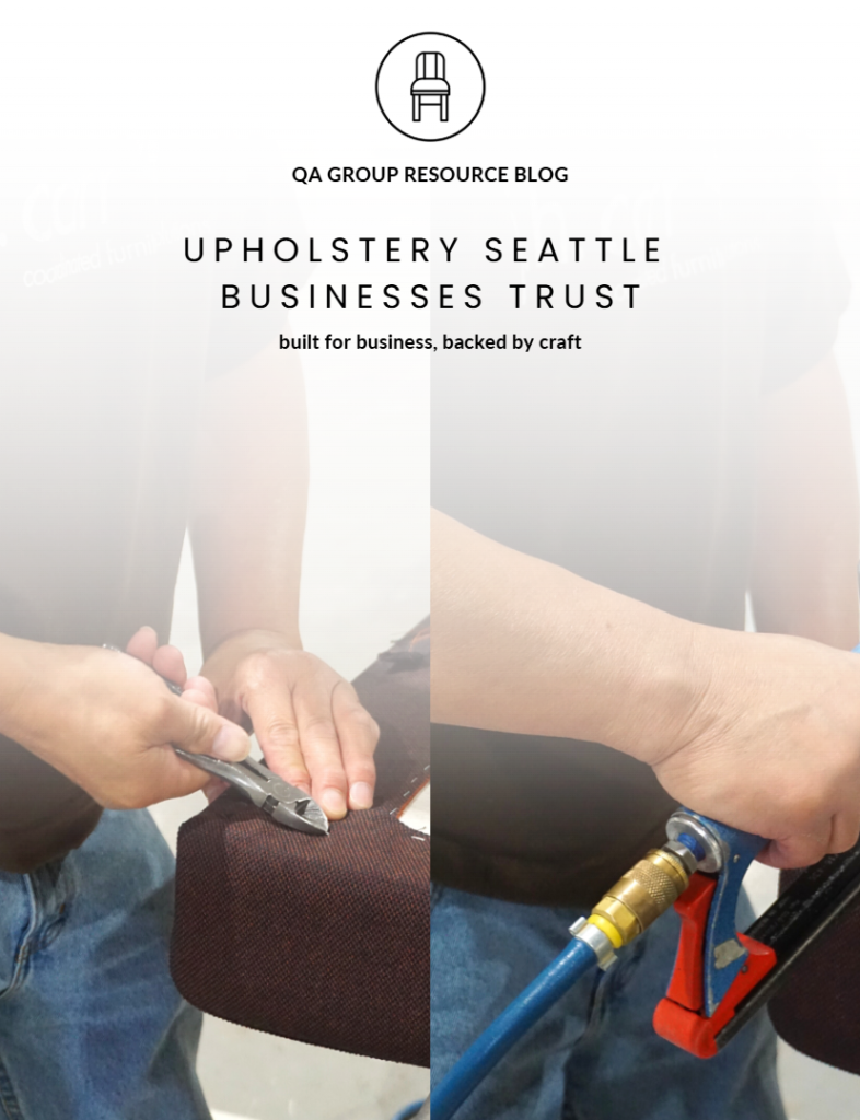 Man using tools for upholstery work.